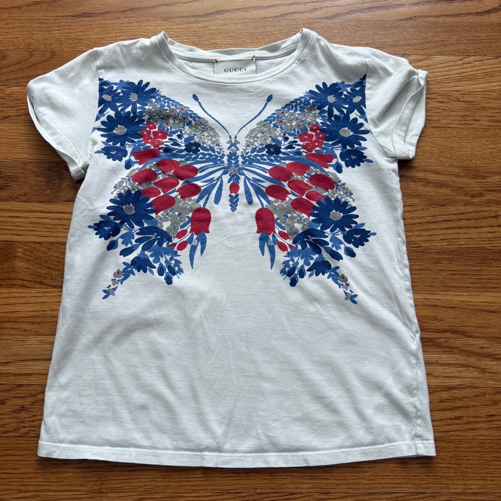 Gucci butterfly girls designer white tshirt 12